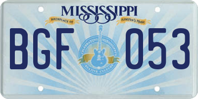MS license plate BGF053