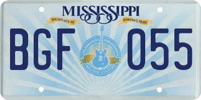 MS license plate BGF055