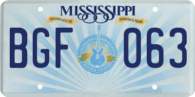MS license plate BGF063