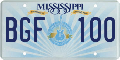MS license plate BGF100