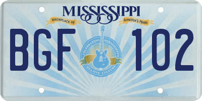 MS license plate BGF102