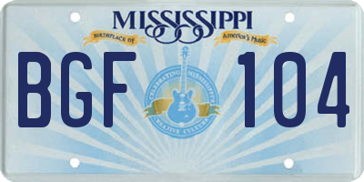MS license plate BGF104