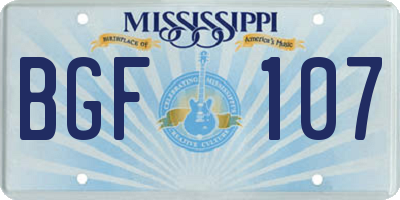 MS license plate BGF107