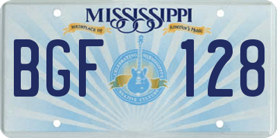 MS license plate BGF128