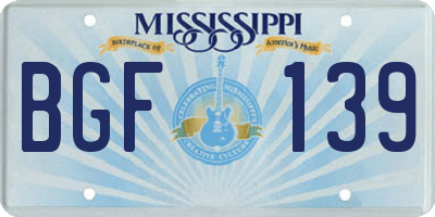 MS license plate BGF139