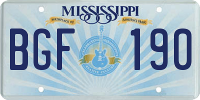 MS license plate BGF190