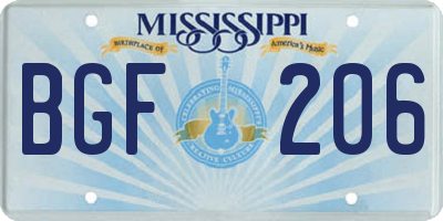 MS license plate BGF206
