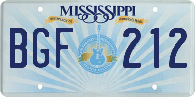 MS license plate BGF212