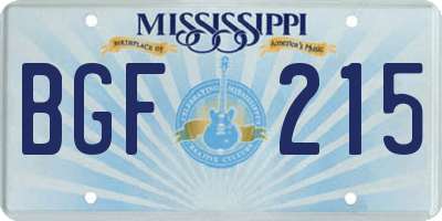 MS license plate BGF215