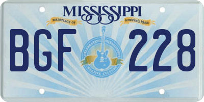MS license plate BGF228