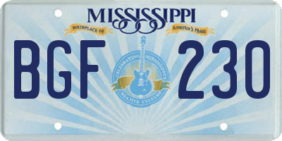 MS license plate BGF230