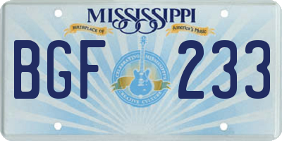 MS license plate BGF233