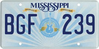 MS license plate BGF239
