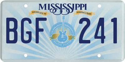 MS license plate BGF241