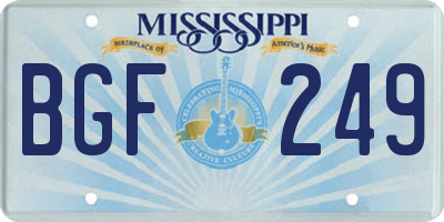 MS license plate BGF249