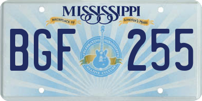 MS license plate BGF255