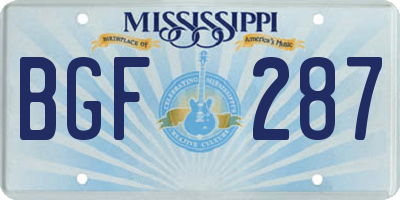 MS license plate BGF287