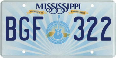 MS license plate BGF322