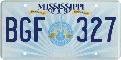 MS license plate BGF327