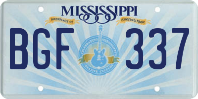 MS license plate BGF337
