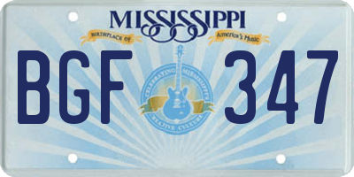 MS license plate BGF347