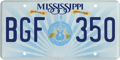 MS license plate BGF350