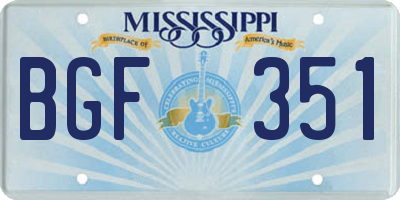 MS license plate BGF351