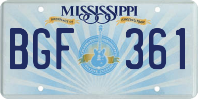 MS license plate BGF361