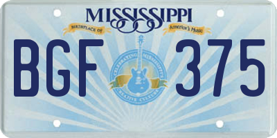 MS license plate BGF375