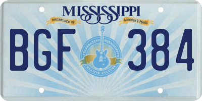 MS license plate BGF384