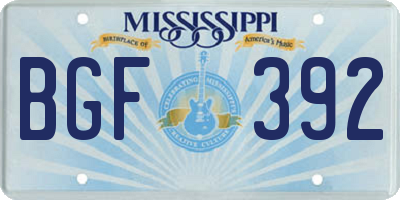 MS license plate BGF392