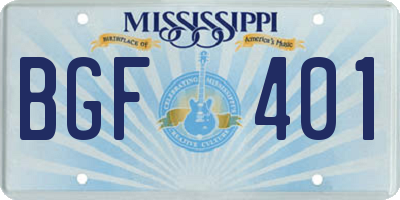 MS license plate BGF401