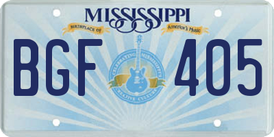 MS license plate BGF405