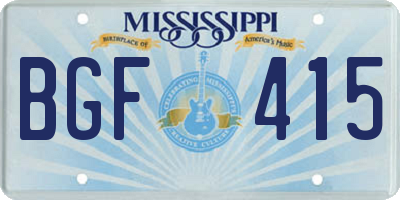 MS license plate BGF415