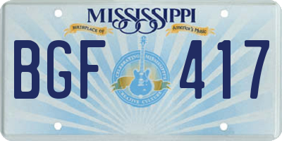 MS license plate BGF417