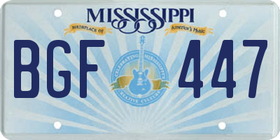 MS license plate BGF447