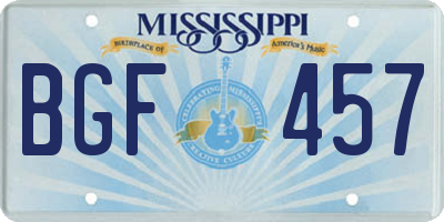 MS license plate BGF457