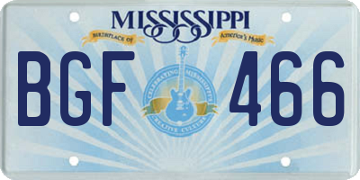 MS license plate BGF466
