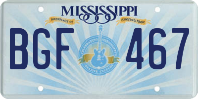 MS license plate BGF467