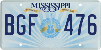 MS license plate BGF476