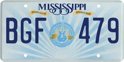 MS license plate BGF479