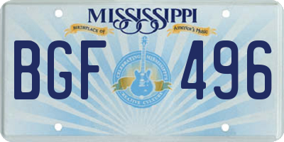 MS license plate BGF496
