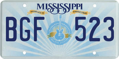 MS license plate BGF523