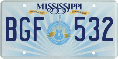 MS license plate BGF532