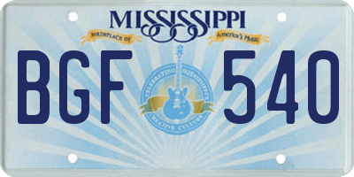 MS license plate BGF540