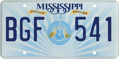 MS license plate BGF541