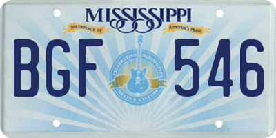 MS license plate BGF546