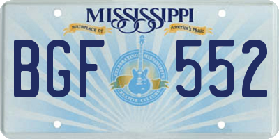 MS license plate BGF552