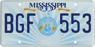 MS license plate BGF553