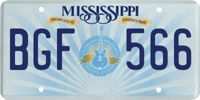 MS license plate BGF566